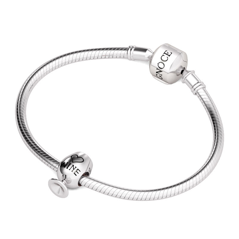 Gnoce "Toasting for Success"Wine Glass Charm Engravbed with Wine Sterling Silver - Fir for bracelet, For the Wine Lover_3