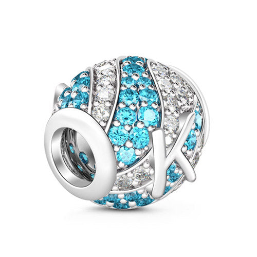Gnoce “Letter K with Special Meaning for Special Person ”Made of 925 Sterling Silver Aquamarine & Clear CZ Letter K Charm_2