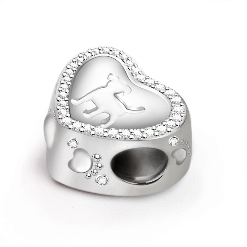 Gnoce 'Your Puppy is Always There to Brighten Your Day' Heart Shaped White Sapphire 925 Sterling Silver Charm_2