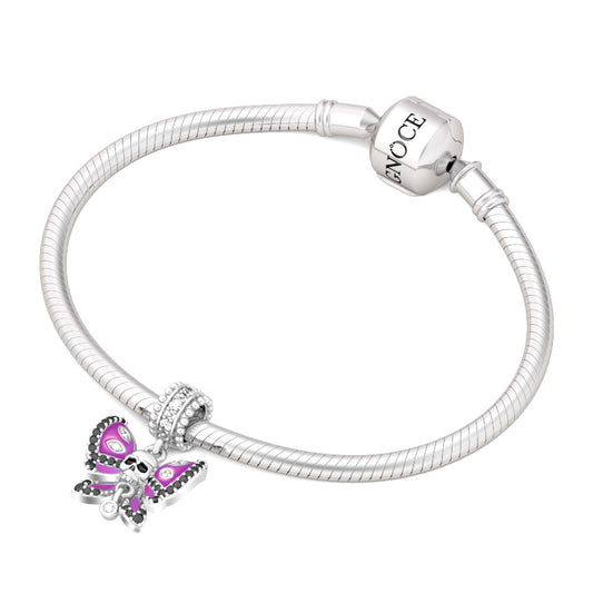Gnoce "Song of Memories"Amythest Butterly Skull 925 Sterling Silver Charm Pendant Locket for Bracelet/Necklace_3