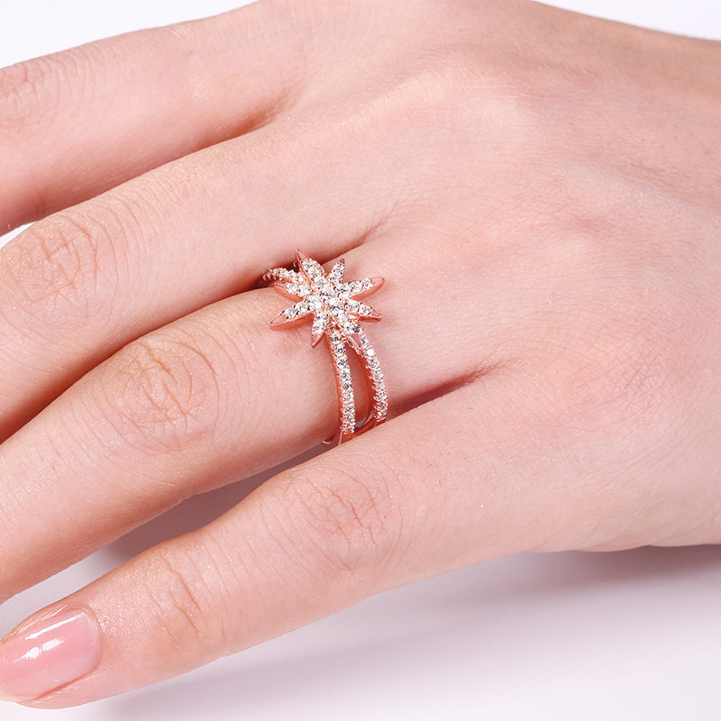 Gnoce "My Star" Ring With Cz Sterling Silver 18k Rose Gold Plated_3