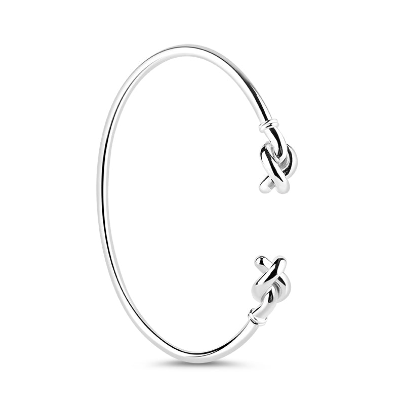 Gnoce "Fall In Love" 925 Sterling Silver Double Knot Design Bangle Birthday Gift For Girlfriend For Wife_2