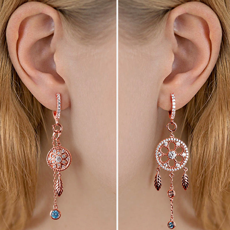 Gnoce "Infinite Shine" Dazzling 925 Sterling Silver 18k Rose Gold Plated Drop Earrings with Clear CZ Stones_4