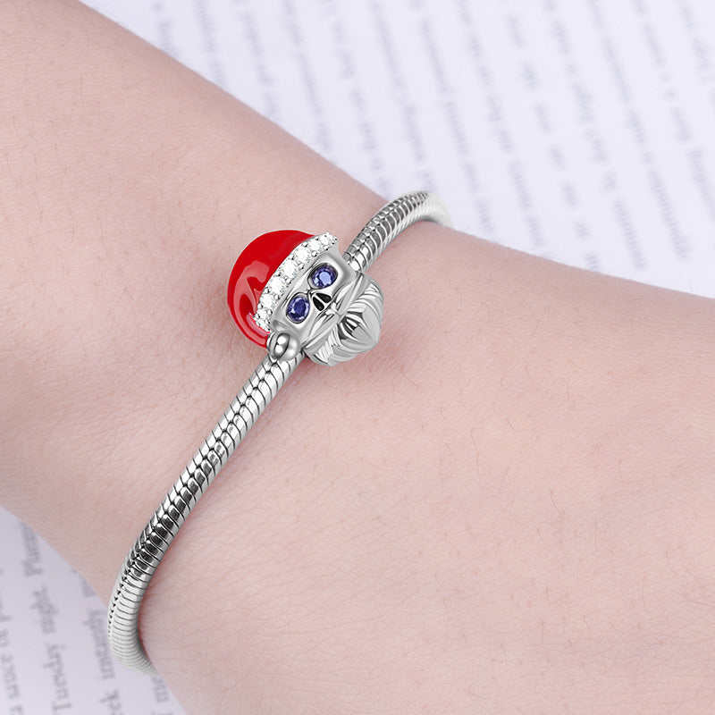 Gnoce "Give You A Surprise" Santa Claus 925 Sterling Silver Red Plated Hat Bead Charm For Christmas Gift_3
