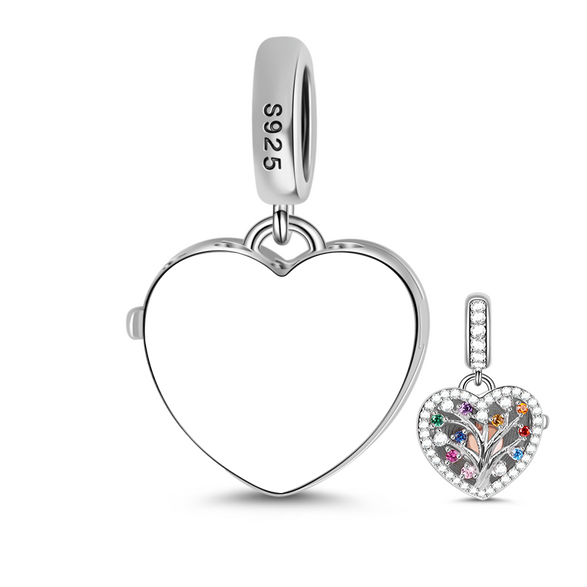 Charm Abalorio Personalizado Corazón con Árbol de la Vida Plata 925