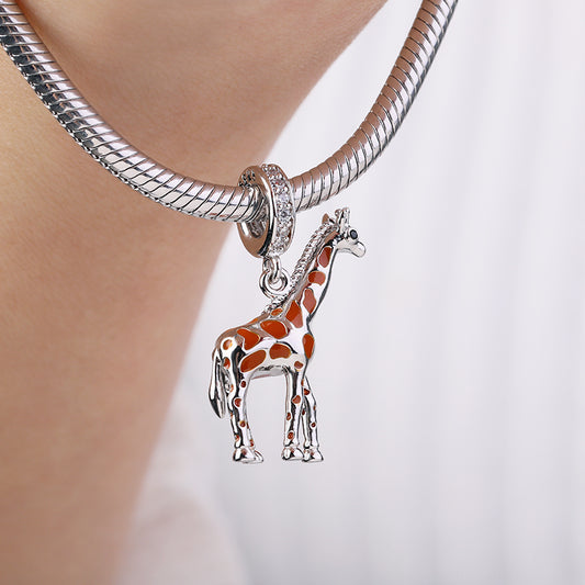 Gnoce "Independent and Noble " Giraffe Charm Pendant 925 Sterling Silver Fit For Necklace_3