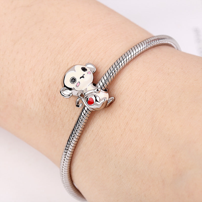 Gnoce "Smart And Active" 925 Sterling Silver Monkey Charm Bead_3