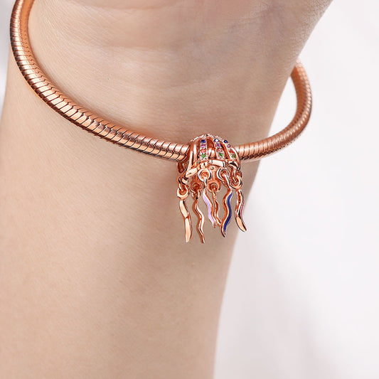Jellyfish Charm Bead Rose Plated 925 Sterling Silver_3