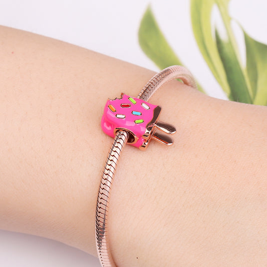 Gnoce "Luscious allurement " Popsicle Ice Cream Charm Bead Rose Gold Plated 925 Sterling Silver_3