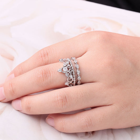 Princess Crown Ring Sterling Silver With Crystal Stones_3