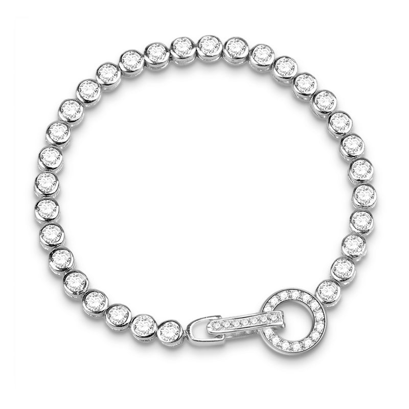 Round Buckle Tennis Bracelet with CZ Stones Sterling Silver_2
