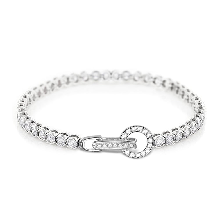Round Buckle Tennis Bracelet with CZ Stones Sterling Silver_1