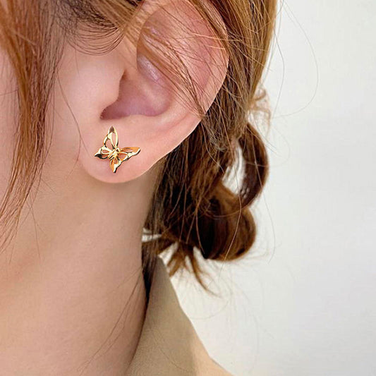 Dancing Butterfly Stud Earring 18K Gold Plated 925 Sterling Silver/14K Gold_3