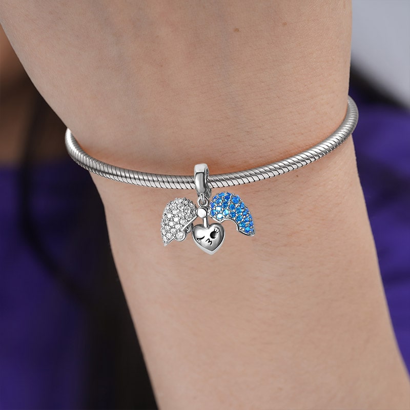 Heart Locket Pendant Dangle Charm Sterling Silver with "Love" Print_5