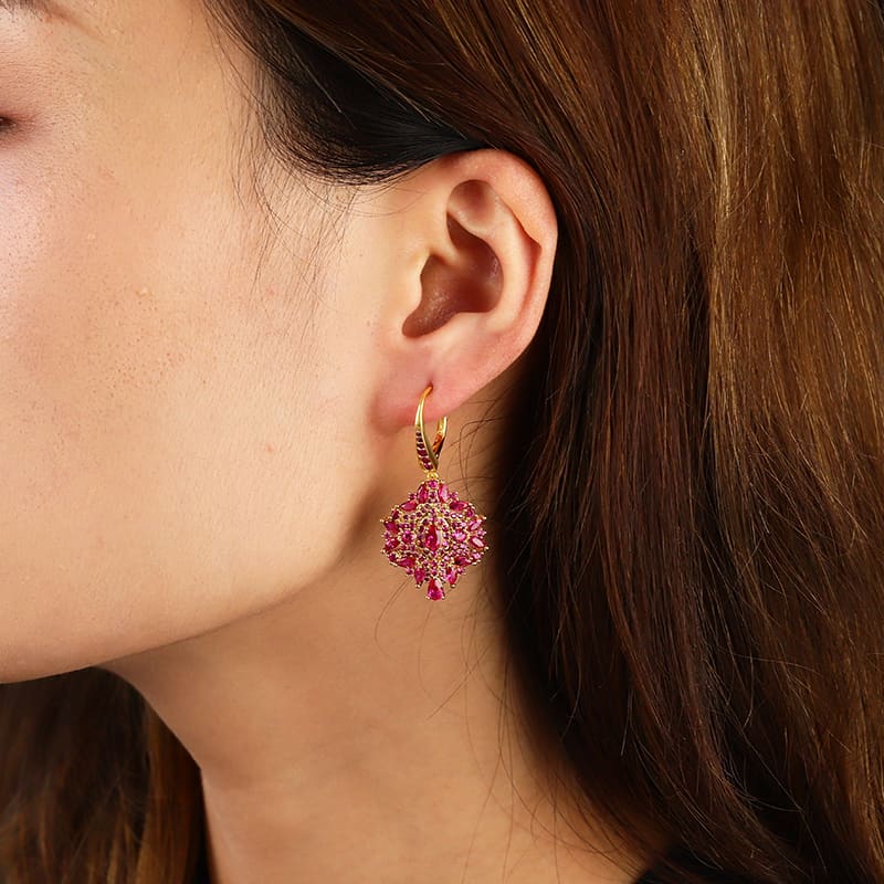 Dreamcatcher Diamond Earrings with Gold Plated Brass_3