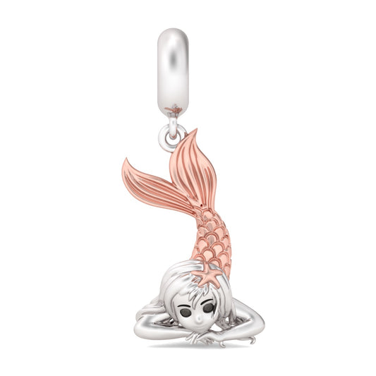 Gnoce "Mermaid Girl" 925 Sterling Silver Rose Gold Pendants Charms Best Gift for Loved Ones_1