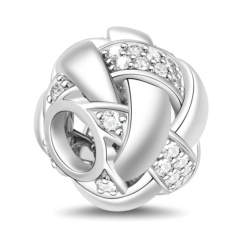 Gnoce "Interwoven love" 925 Sterling Silver Charm with Cubic Zirconia Handcrafted to Your Bracelet or Necklace_2