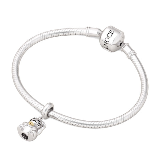 Gnoce "Lucky Cat" S925 Sterling Silver Pendants Charms Gift for Animal Lovers Fit Pandora Bracelet_4
