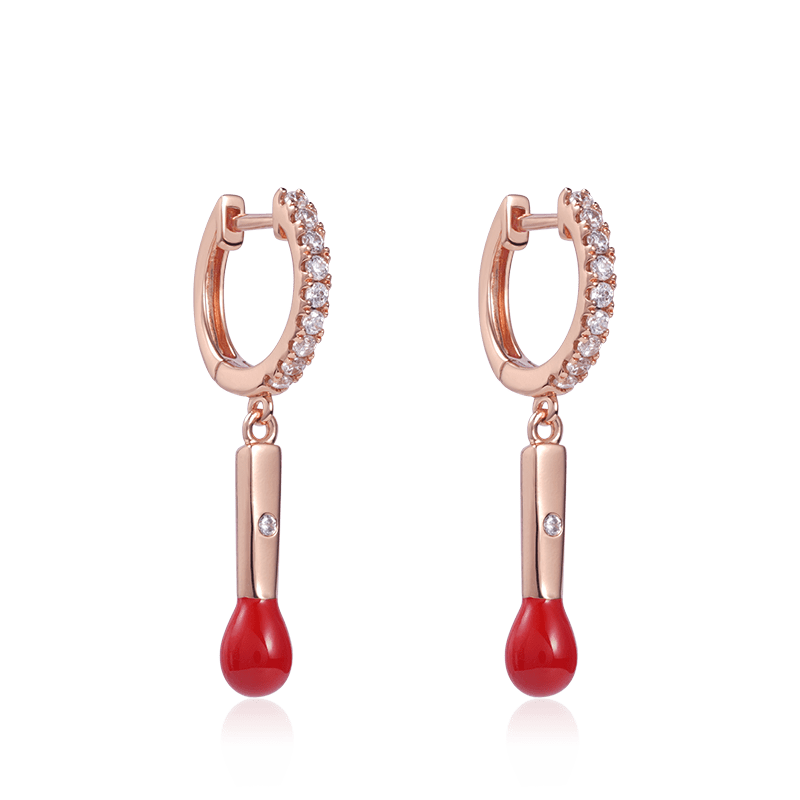 Light of Hope Dangle Earrings 925 Sterling Silver 18K Rose Gold Plated inlaid with Diamond_1