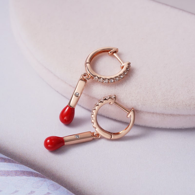 Light of Hope Dangle Earrings 925 Sterling Silver 18K Rose Gold Plated inlaid with Diamond_2