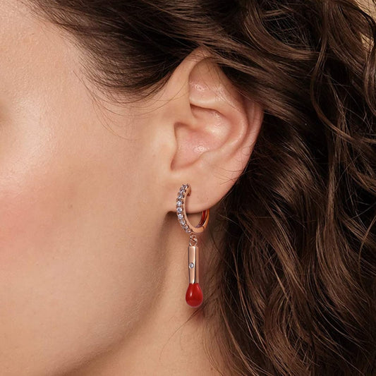 Light of Hope Dangle Earrings 925 Sterling Silver 18K Rose Gold Plated inlaid with Diamond_3