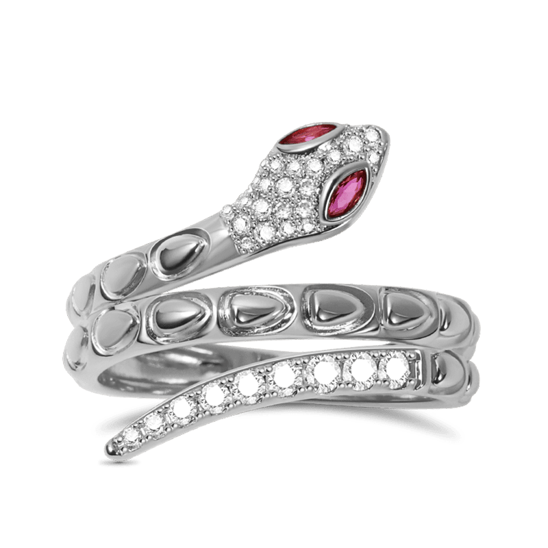 Snake Ring 925 Sterling Silver inlaid with Stones_1