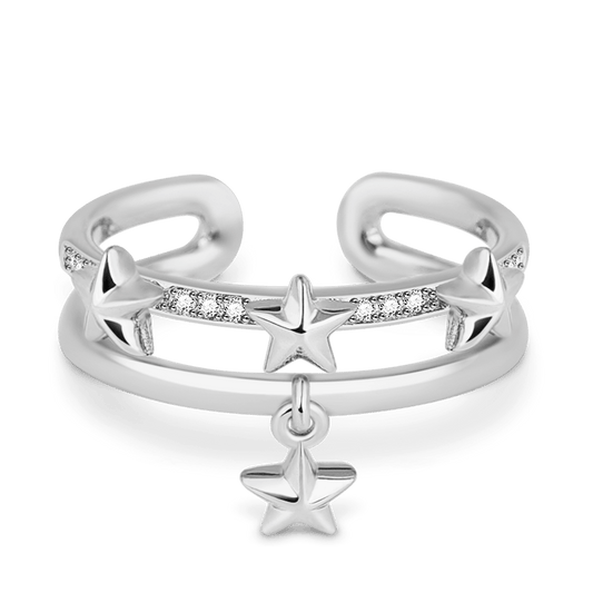 Star Adjustable Ring 925 Sterling Silver_1
