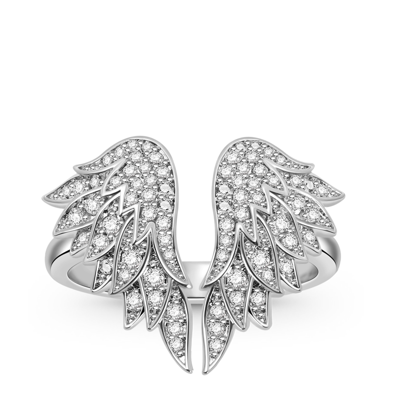 Wing Ring Sterling Silver inlaid with Crystal Stones_1