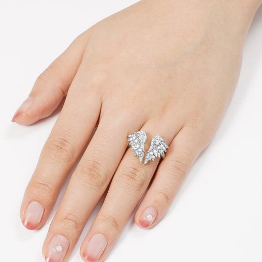 Wing Ring Sterling Silver inlaid with Crystal Stones_3
