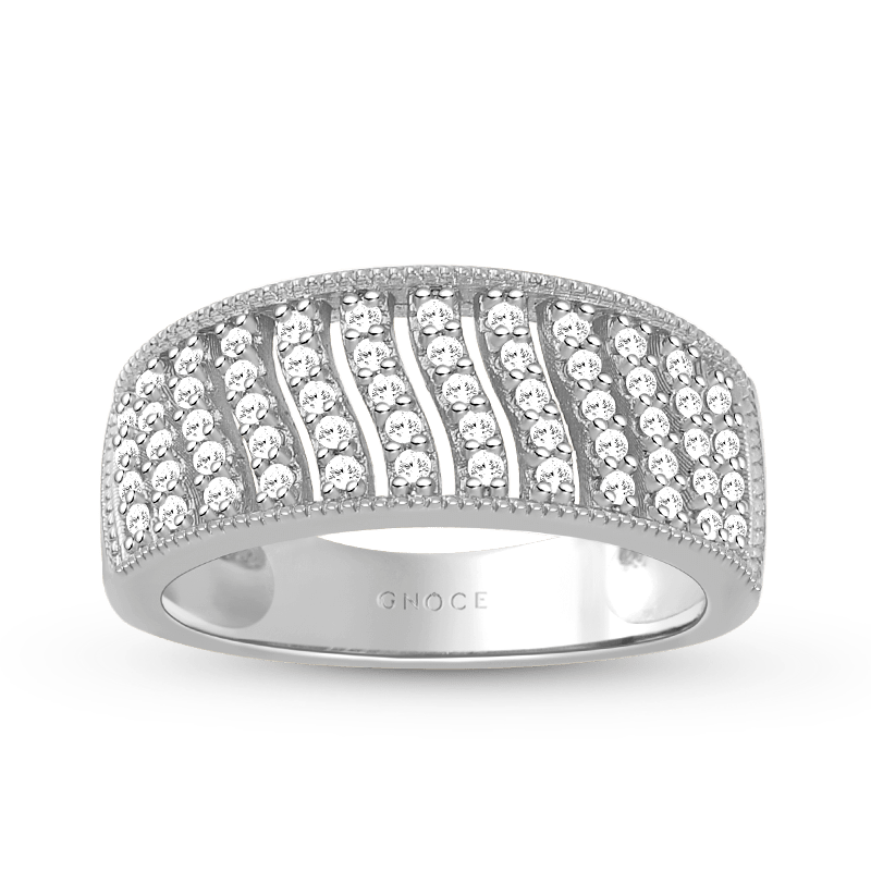 Twill Band Ring Sterling Silver inlaid with Stones_1