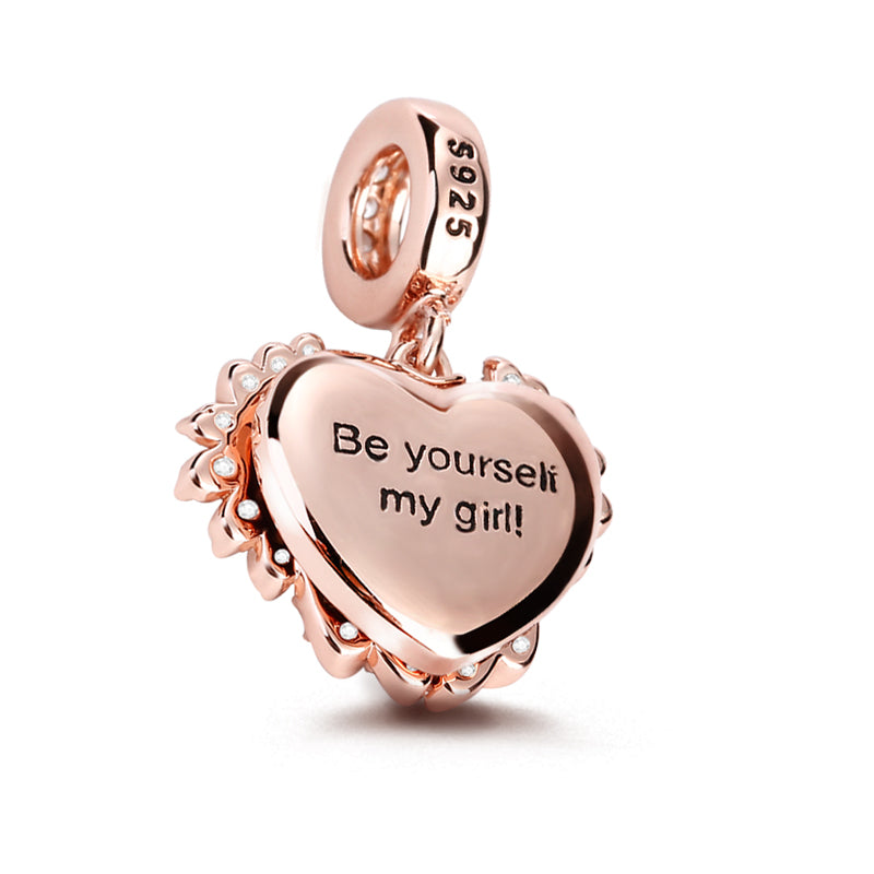Gnoce "Heart With Angel Wing" 18k Rose Gold Plated Engravable Photo Charm Pendant_2