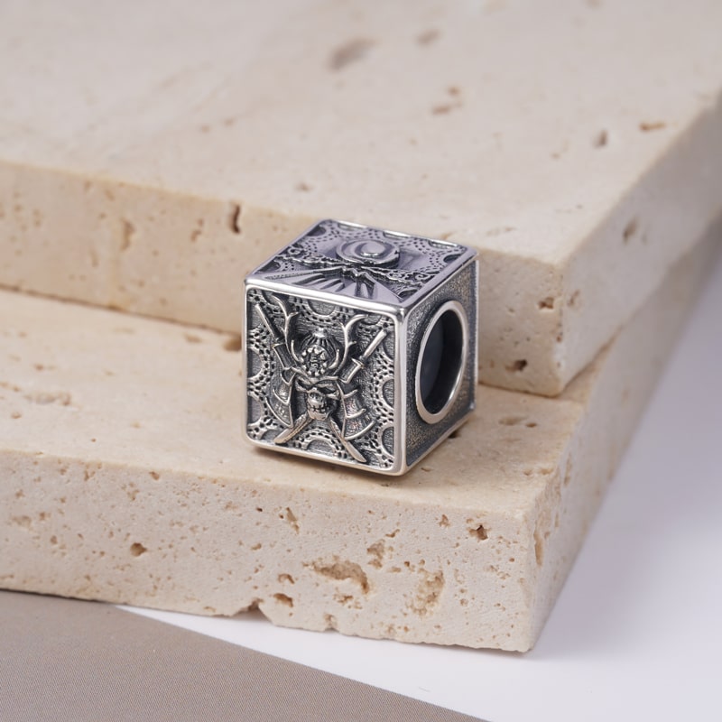 Samurai and Mount Fuji Charm Sterling Siver fit Men's Bracelet Jewelry for Men_2