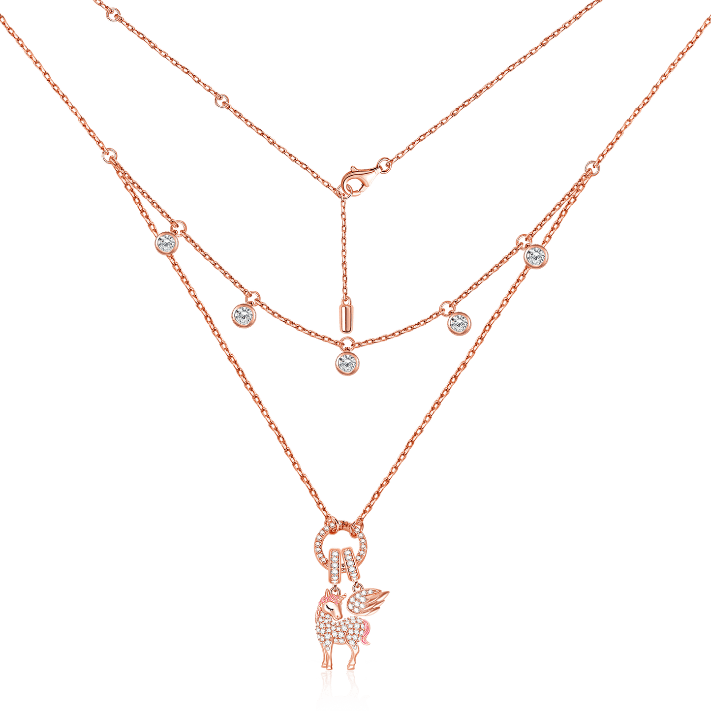 Gnoce "Divine Soul and Spirit" Unicorn 925 Sterling Silver 18K Rose Gold Plated Necklace_2