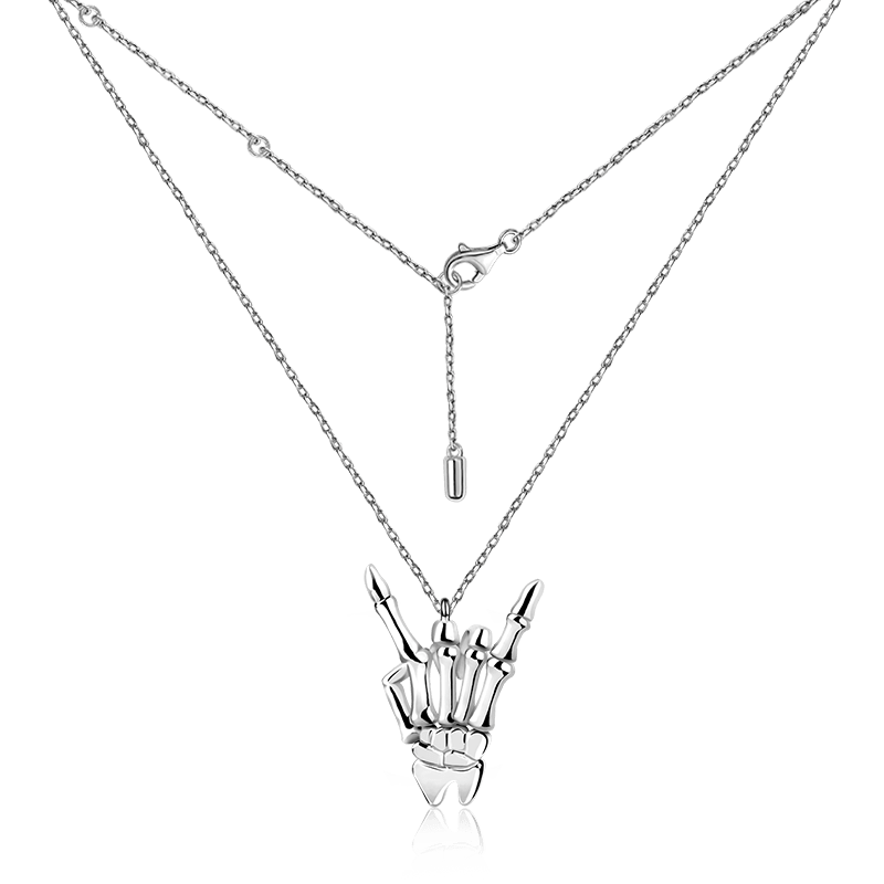 Gnoce "Rock And Roll" 925 Sterling Silver I Love Rock Pendant Necklace For Rock Music Fans_2