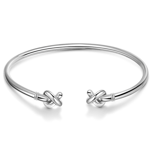 Gnoce "Fall In Love" 925 Sterling Silver Double Knot Design Bangle Birthday Gift For Girlfriend For Wife_1