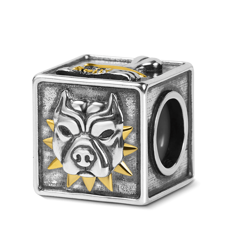 American Bully Pitbull Charm Sterling Siver 18K Gold Plated fit Men's Bracelet Jewelry Gift for Men_1