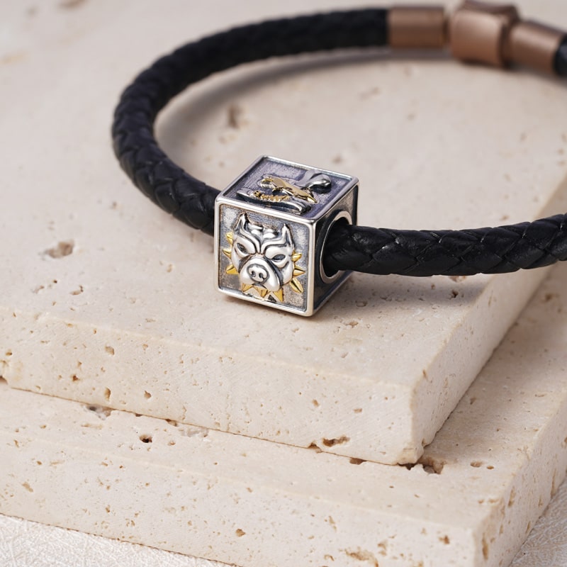 American Bully Pitbull Charm Sterling Siver 18K Gold Plated fit Men's Bracelet Jewelry Gift for Men_2