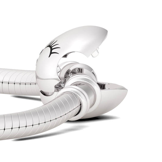 Gnoce "Love Your Smile" 925 Sterling Silver Heart Clasp Half Smiling Eyelash Half Clear CZ Stones with Red Enamel Heart Bracelet_3