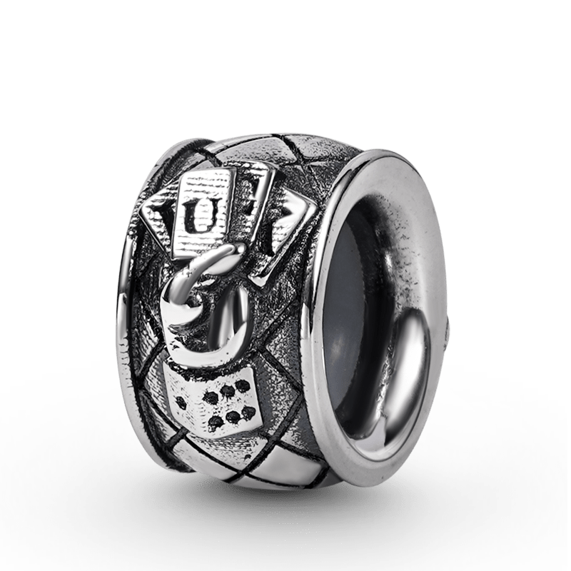 "Luck" Men's Charm Bead Sterling Siver 18K Gold Plated fit Men's Bracelet Jewelry for Men_2