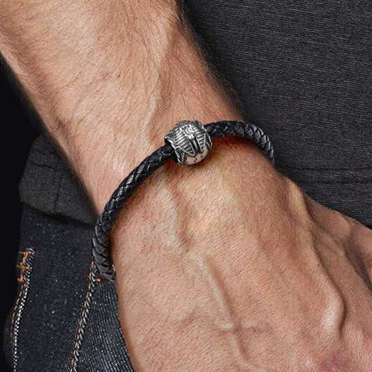 Egyptian Pharaoh Skull Men's Charm Bead Sterling Siver fit Men's Bracelet Jewelry for Men_4