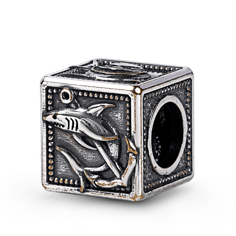 Sharks Men's Charm Bead Sterling Siver fit Men's Bracelet Jewelry for Men_1