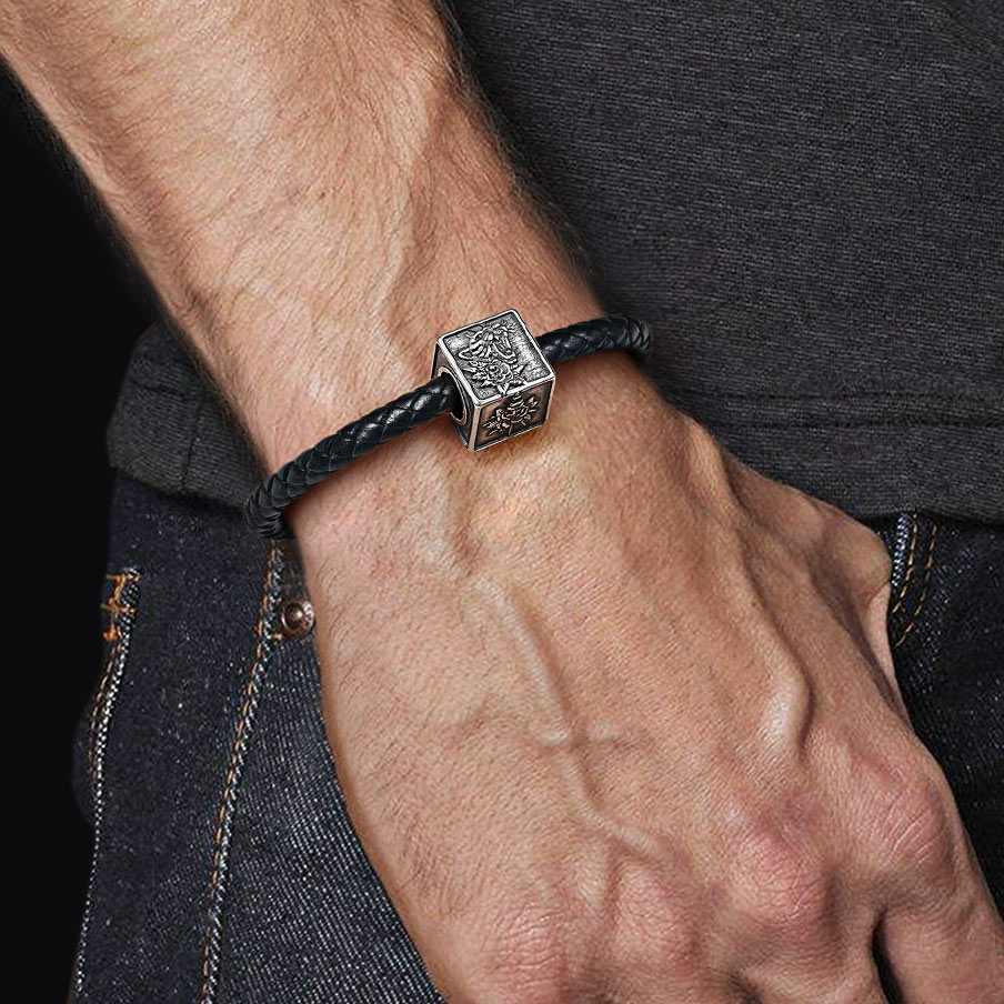 Black Panther Men's Charm Bead Sterling Siver fit Men's Bracelet Jewelry for Men_3