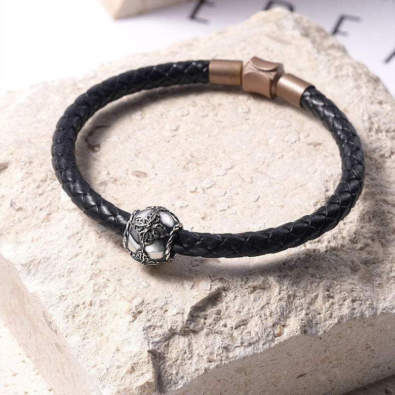 Retro Style Men's Charm Bead Sterling Siver fit Men's Bracelet Jewelry for Men_3