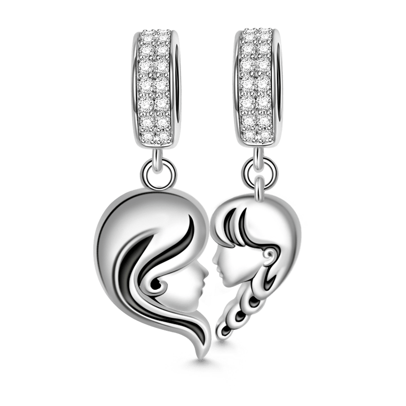 Gnoce "Maternal Bond" Matching Heart Mother and Daughter Love Silver Pendant Locket fit for Bracelet/Necklace_1