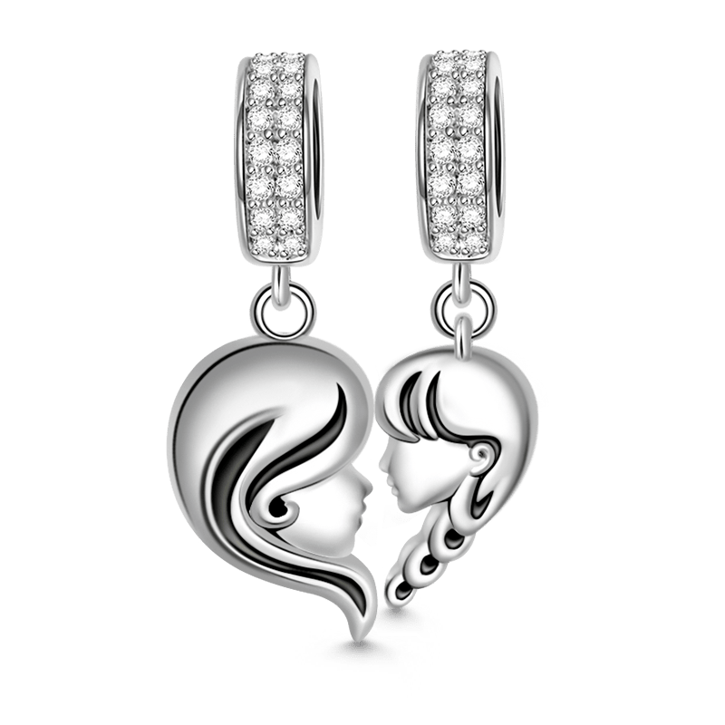 Gnoce "Maternal Bond" Matching Heart Mother and Daughter Love Silver Pendant Locket fit for Bracelet/Necklace_1