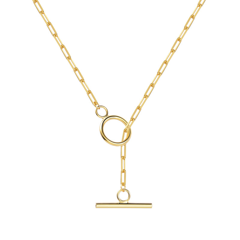 OT Buckle Chain Necklace Sterling Silver Gold Plated_1