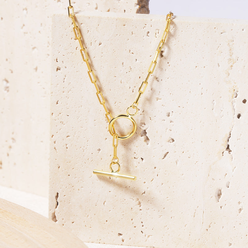 OT Buckle Chain Necklace Sterling Silver Gold Plated_2
