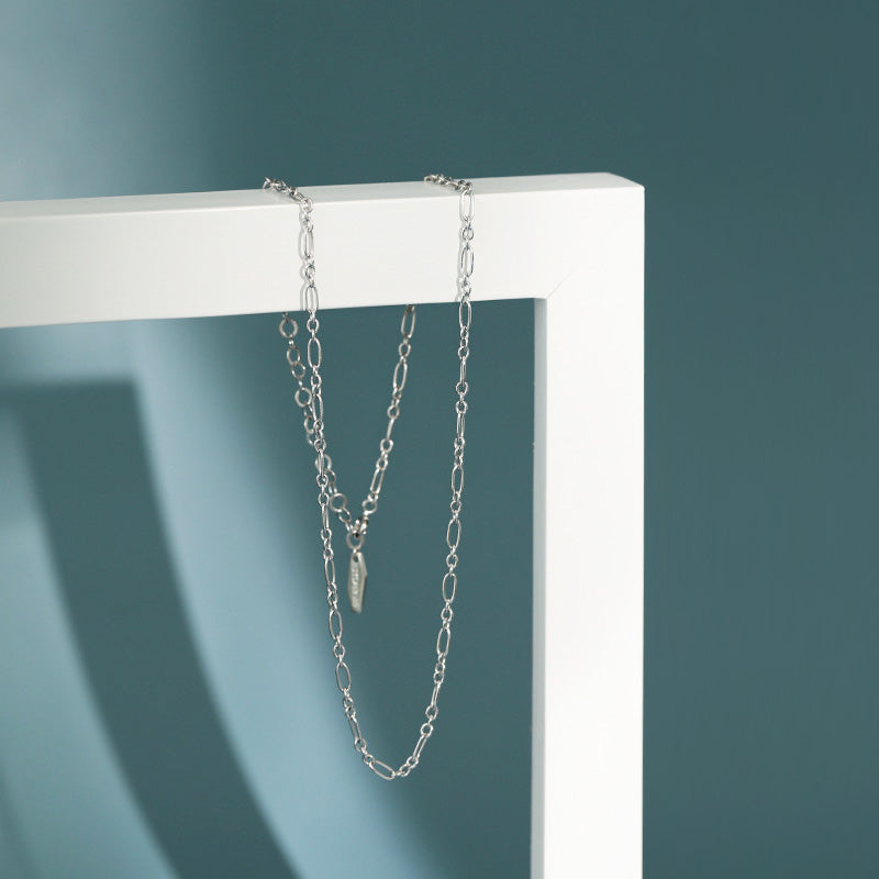 Simple Silver Necklace Choker Link Chain S925 Sterling Silver_3