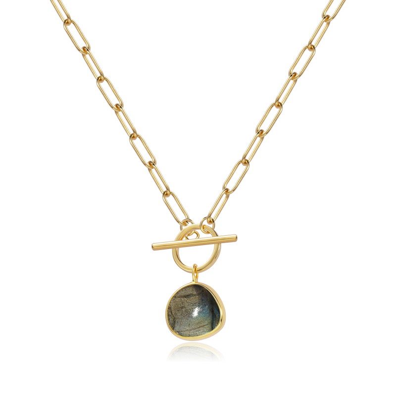 OT Buckle Labradorite Necklace Sterling Silver Gold Plated_1