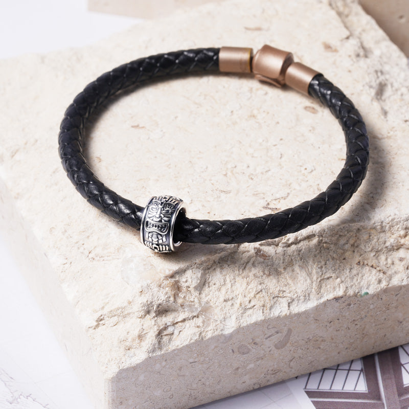 Mayan Statue Men's Charm Bead Sterling Siver fit Men's Bracelet Jewelry for Men_2